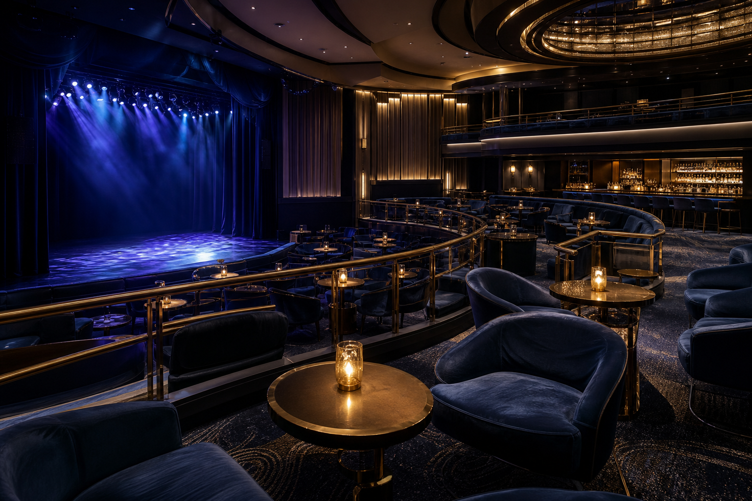Elegant resort theater lounge before a show